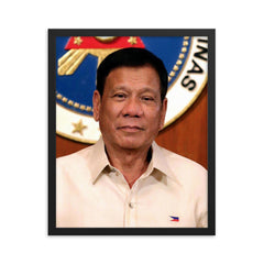 Rodrigo Duterte framed print on a plain backdrop in size 16"x20".