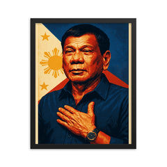 Rodrigo Duterte framed print on a plain backdrop in size 16"x20".