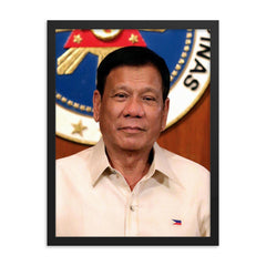 Rodrigo Duterte framed print on a plain backdrop in size 18"x24".