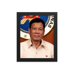 Rodrigo Duterte framed print on a plain backdrop in size 8"x10".