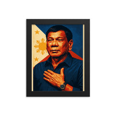 Rodrigo Duterte framed print on a plain backdrop in size 8"x10".