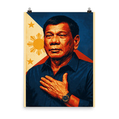 Rodrigo Duterte poster on a plain backdrop in size 8"x10".