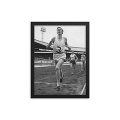 Roger Bannister framed print on a plain backdrop in size 12"x16".