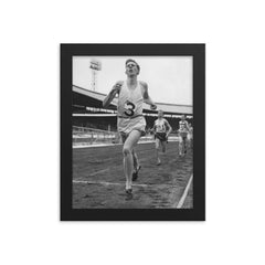 Roger Bannister framed print on a plain backdrop in size 8"x10".