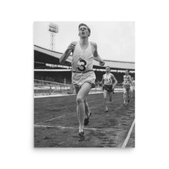 Roger Bannister poster on a plain backdrop in size 16"x20".