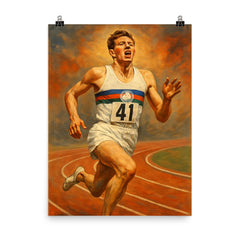 Roger Bannister poster on a plain backdrop in size 8"x10".