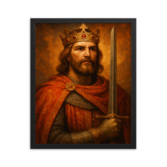 Roger II of Sicily framed print on a plain backdrop in size 16"x20".