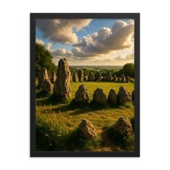 Rollright Stones England framed print on a plain backdrop in size 18"x24".
