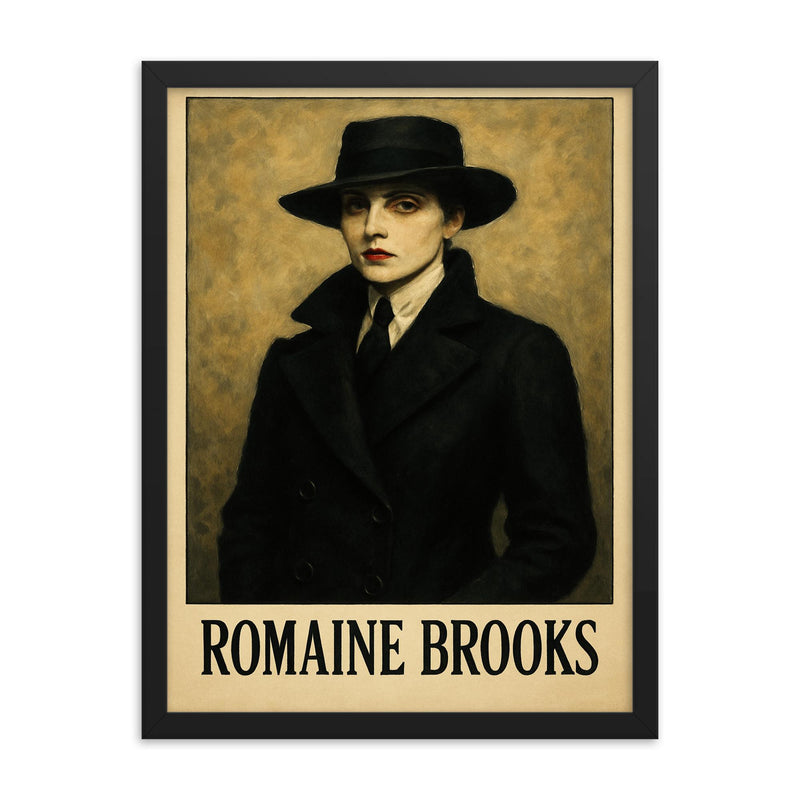 Romaine Brooks framed print on a plain backdrop in size 18