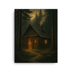 Roman Shukhevych clandestine forest headquarters canvas print on a plain backdrop in size 16"x20".