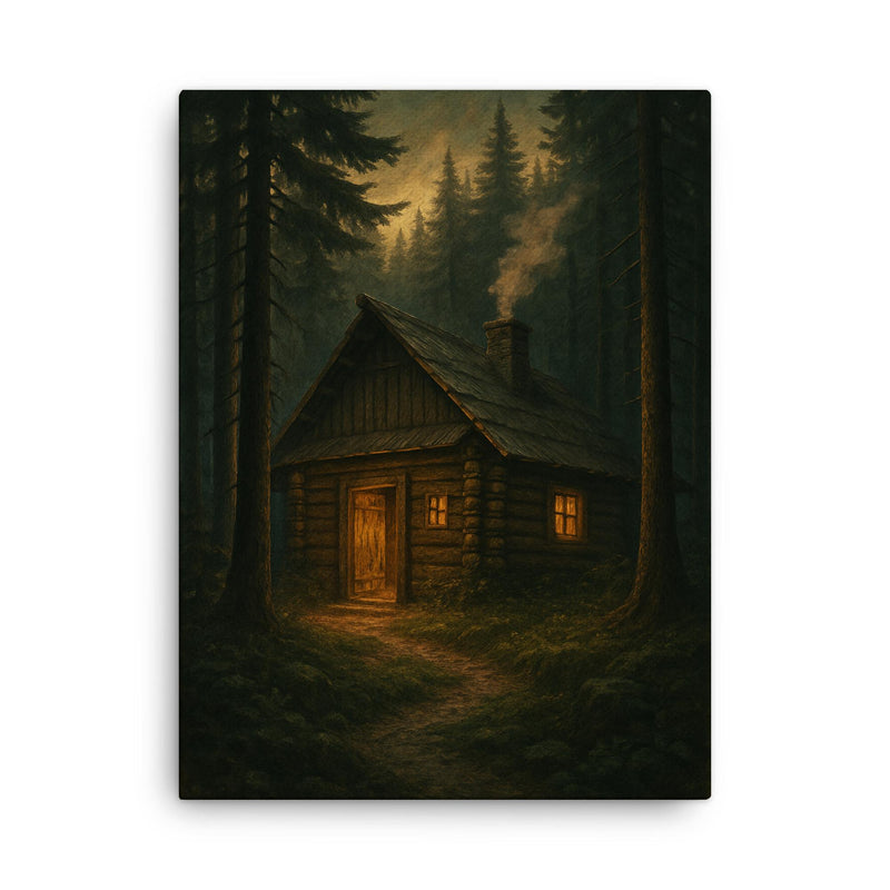 Roman Shukhevych clandestine forest headquarters canvas print on a plain backdrop in size 18