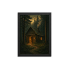 Roman Shukhevych clandestine forest headquarters framed print on a plain backdrop in size 12"x16".