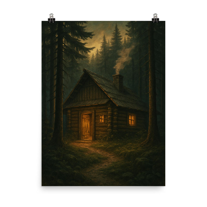 Roman Shukhevych clandestine forest headquarters poster on a plain backdrop in size 8
