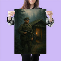 Roman Shukhevych forest command post in Carpathian mist poster 3