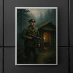 Roman Shukhevych forest command post in Carpathian mist poster 5