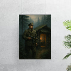 Roman Shukhevych forest command post in Carpathian mist poster 7