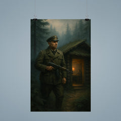 Roman Shukhevych forest command post in Carpathian mist poster 9