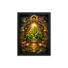 Romanesco broccoli as sacred geometry reliquary framed print on a plain backdrop in size 12"x16".