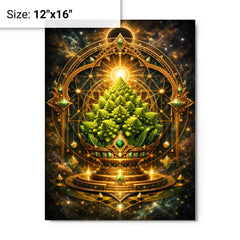 Romanesco broccoli as sacred geometry reliquary metal print on a plain backdrop in size 12"x16".