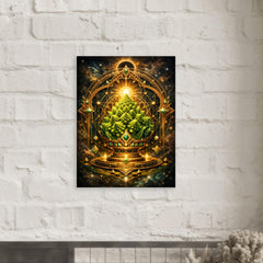 Romanesco broccoli as sacred geometry reliquary metal print mockup