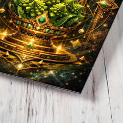 Romanesco broccoli as sacred geometry reliquary metal print mockup