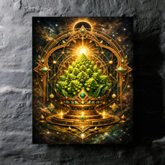 Romanesco broccoli as sacred geometry reliquary metal print mockup