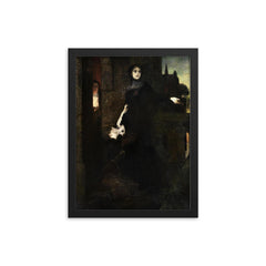 Romantic Scene by Ferdinand Keller framed print on a plain backdrop in size 12"x16".