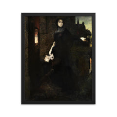 Romantic Scene by Ferdinand Keller framed print on a plain backdrop in size 16"x20".