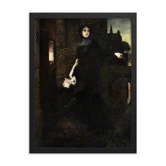 Romantic Scene by Ferdinand Keller framed print on a plain backdrop in size 18"x24".