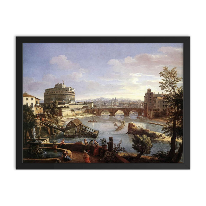 Rome by Gaspar van Wittel framed print on a plain backdrop in size 18