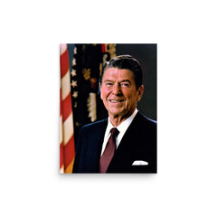 Ronald Reagan poster on a plain backdrop in size 12"x16".