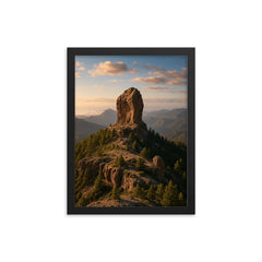 Roque Nublo Gran Canaria Spain framed print on a plain backdrop in size 12"x16".