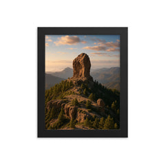 Roque Nublo Gran Canaria Spain framed print on a plain backdrop in size 8"x10".