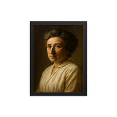 Rosa Luxemburg portrait framed print on a plain backdrop in size 12"x16".