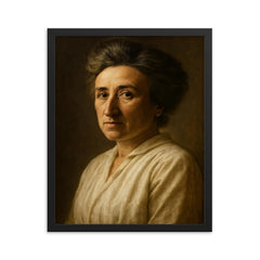Rosa Luxemburg portrait framed print on a plain backdrop in size 16"x20".