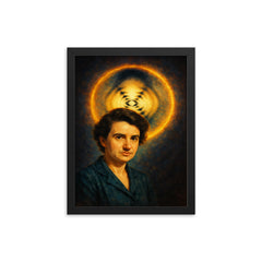Rosalind Franklin and Photo 51 illuminated framed print on a plain backdrop in size 12"x16".
