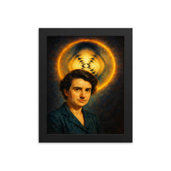 Rosalind Franklin and Photo 51 illuminated framed print on a plain backdrop in size 8"x10".