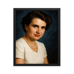 Rosalind Franklin portrait framed print on a plain backdrop in size 16"x20".