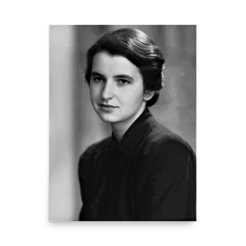 Rosalind Franklin poster on a plain backdrop in size 18