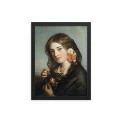 Rose of England by Charles Baxter, 1861 framed print on a plain backdrop in size 12"x16".