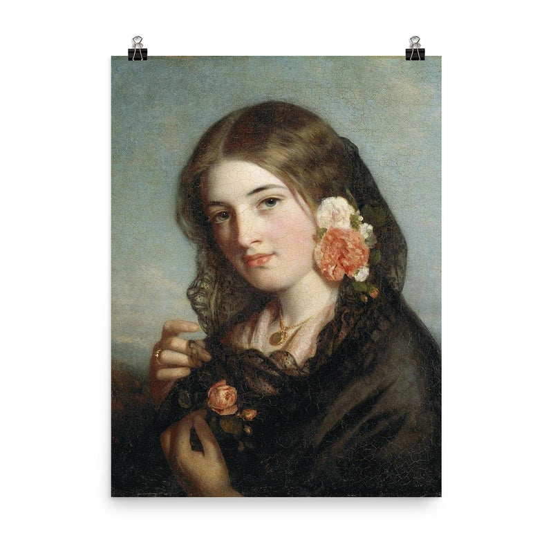 Rose of England by Charles Baxter, 1861 poster on a plain backdrop in size 8