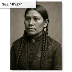 Rose Weahkee metal print on a plain backdrop in size 18"x24".