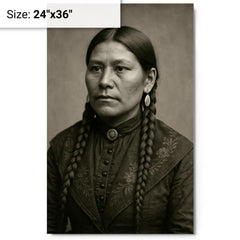 Rose Weahkee metal print on a plain backdrop in size 24"x36".