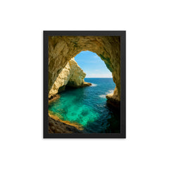 Rosh Hanikra Grottoes Israel framed print on a plain backdrop in size 12"x16".