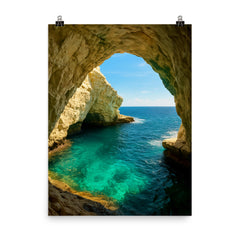 Rosh Hanikra Grottoes Israel poster on a plain backdrop in size 8"x10".