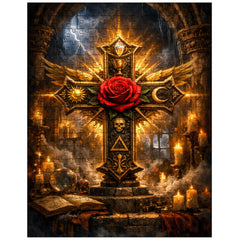 Rosicrucian rose cross in storm lit chamber jigsaw puzzle