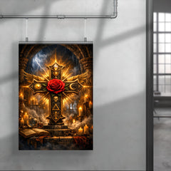 Rosicrucian rose cross in storm lit chamber poster 4