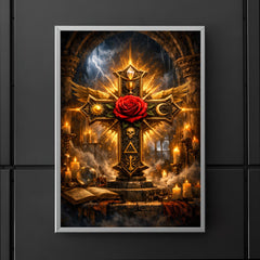 Rosicrucian rose cross in storm lit chamber poster 5