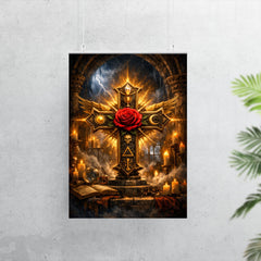 Rosicrucian rose cross in storm lit chamber poster 7
