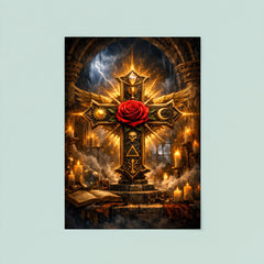 Rosicrucian rose cross in storm lit chamber poster 8